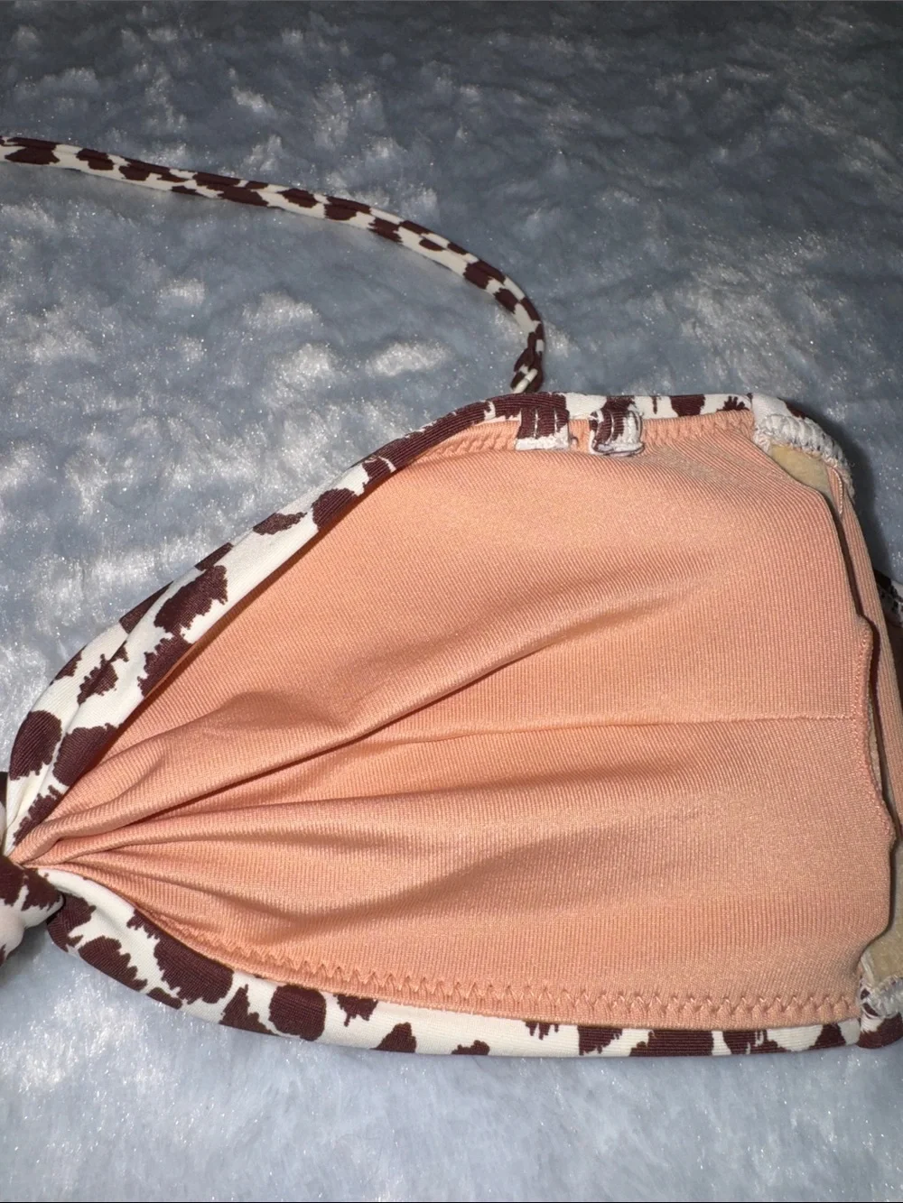 J. Crew Cream and Brown Leopard Knot Bikini Top